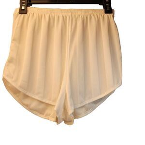 Justin Allen Women's Mesh High Rise Nylon Dolphin Shorts White Large